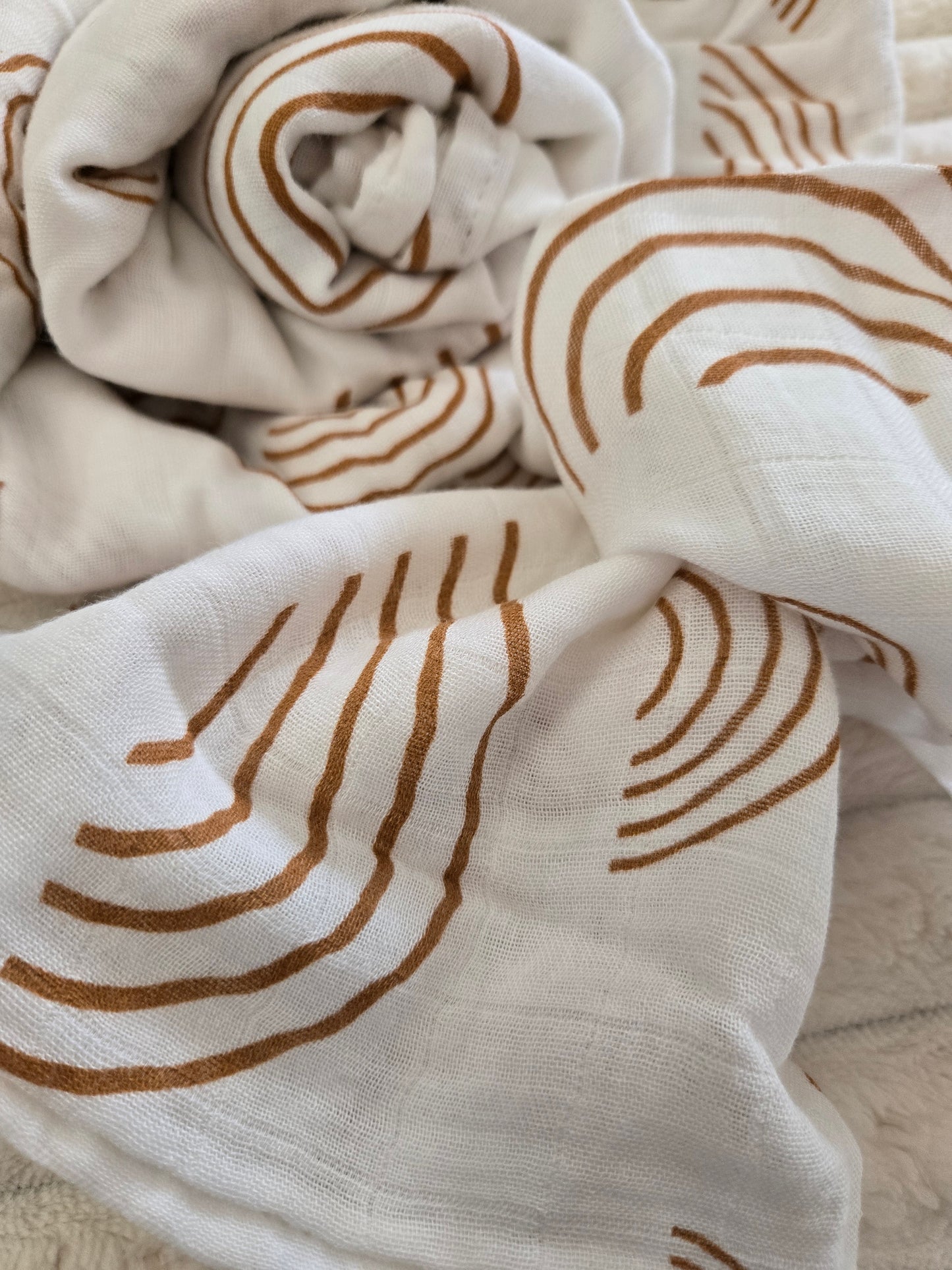 🌈 Caramel Rainbow Bamboo Muslin Swaddle Blanket