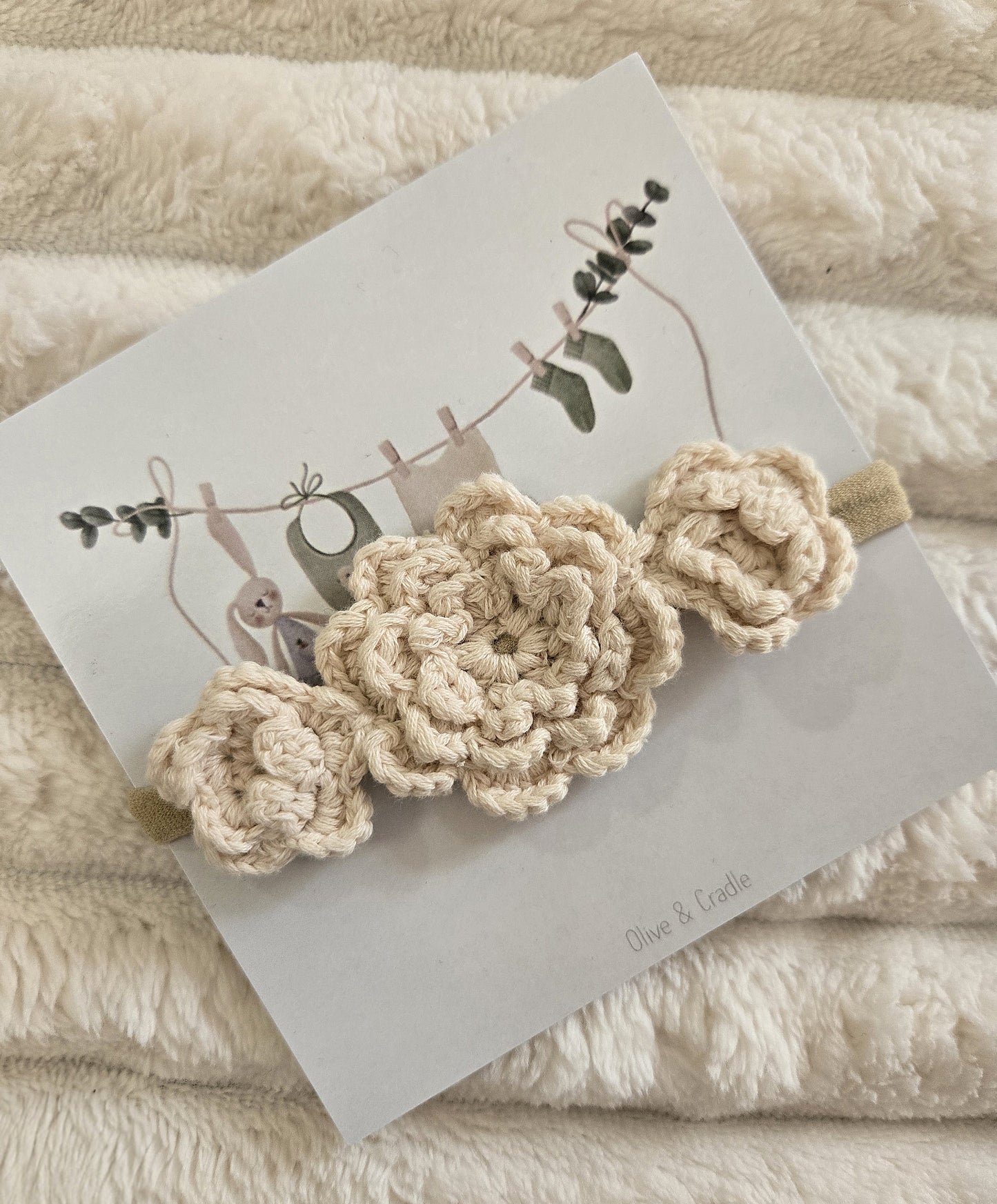 ๐ธ Cotton Crochet Flower Baby Headband | 0โ12 Months