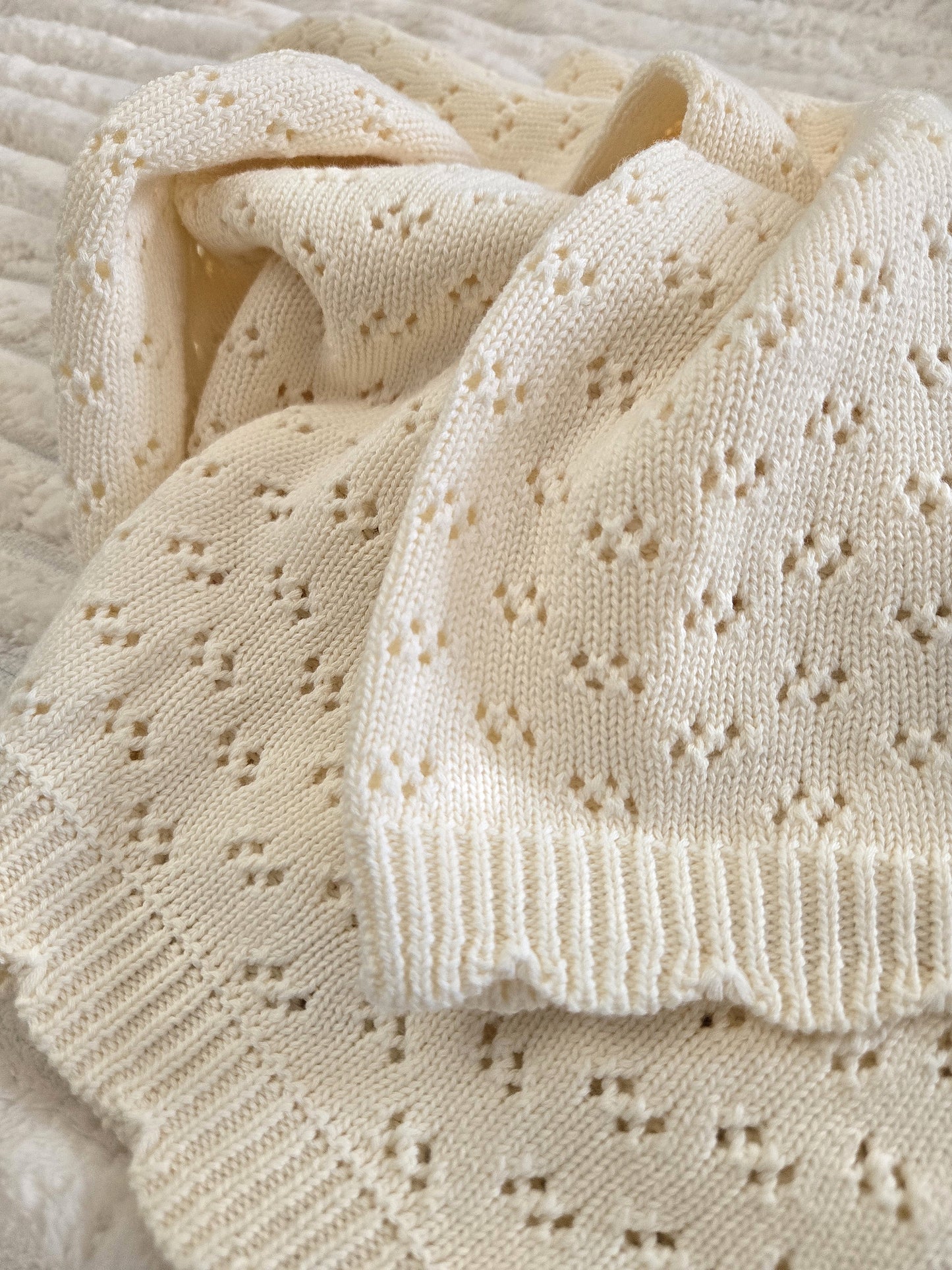 🌾 Grace Cotton Knit Baby Blanket