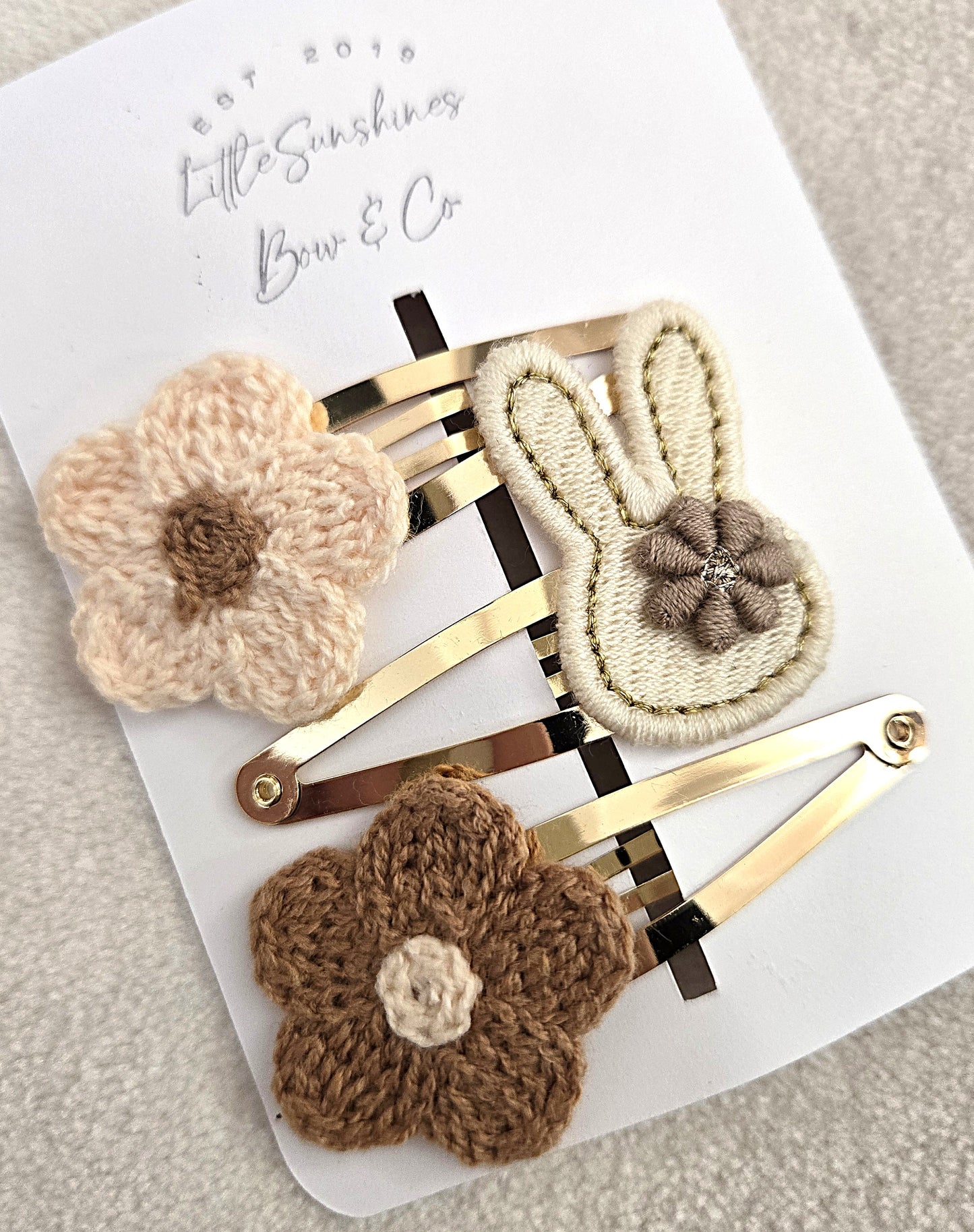 🐰Neutral Bunny Easter Hair Clips- Set of 3