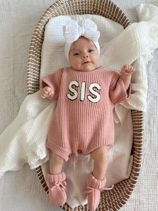 π Sis Knit Romper, Amour | 100% Sheep Wool