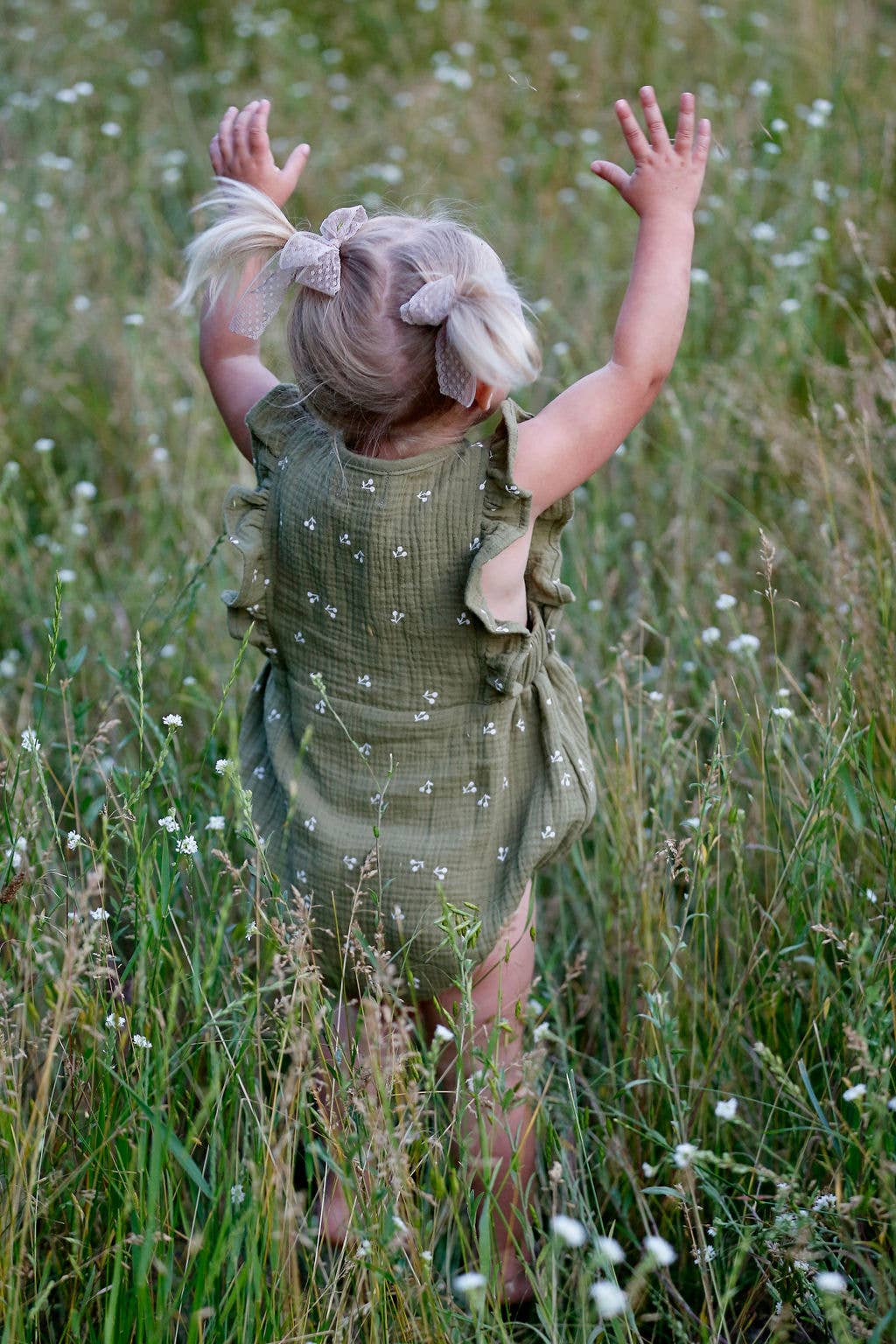 🌿 Organic Cotton Summer Romper – Olive Green