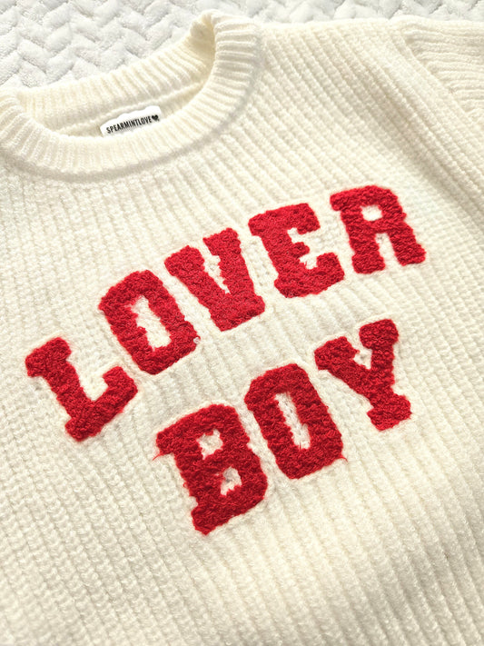 ๐ KNIT SWEATER, Lover Boy White | 100% Sheep Wool ๐
