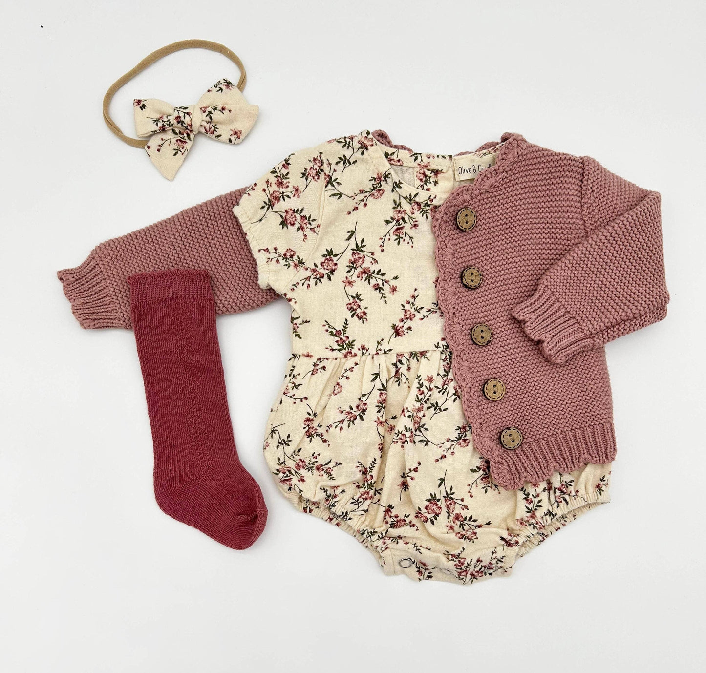 đ¸ Anessa Floral Cotton Baby Romper + Bow Headband Set