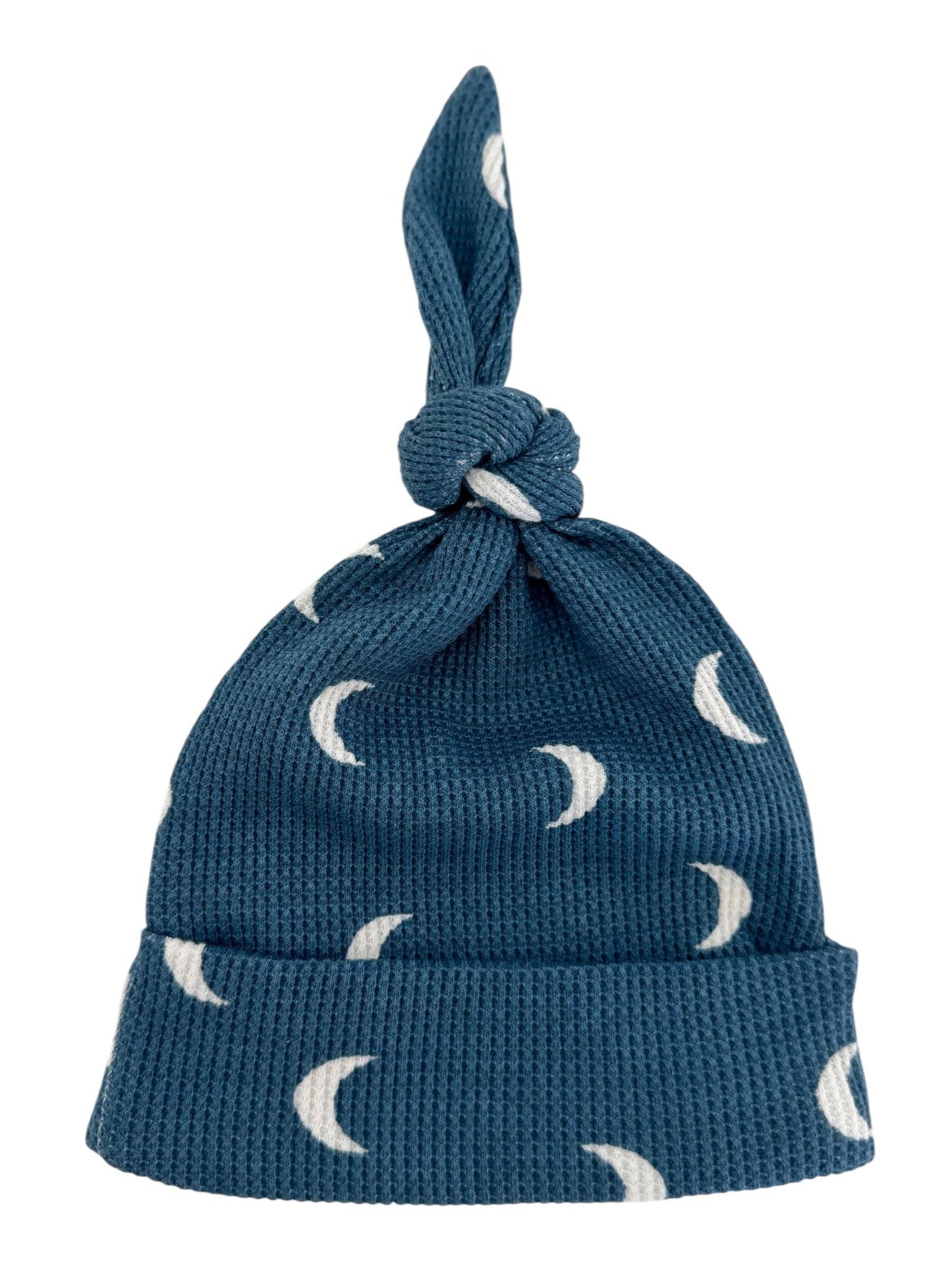 🌙 ORGANIC WAFFLE KNOT BEANIE, MIDNIGHT MOON
