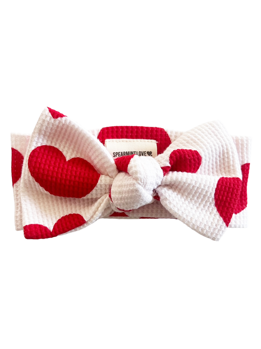 ๐โค๏ธ Organic Waffle Knot Bow, Red Heart ๐โค๏ธ