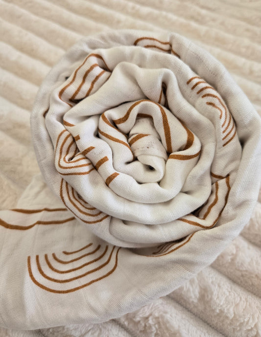 🌈 Caramel Rainbow Bamboo Muslin Swaddle Blanket