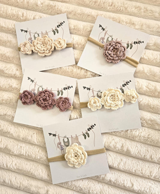 🌸 Cotton Crochet Flower Baby Headband | 0–12 Months