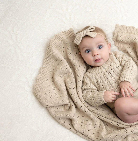 🌾 Grace Cotton Knit Baby Blanket