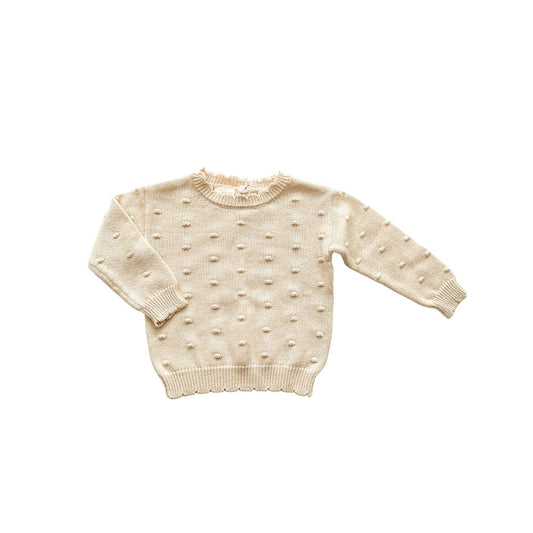 🌼 Organic Knit Sweater – Cream Pom