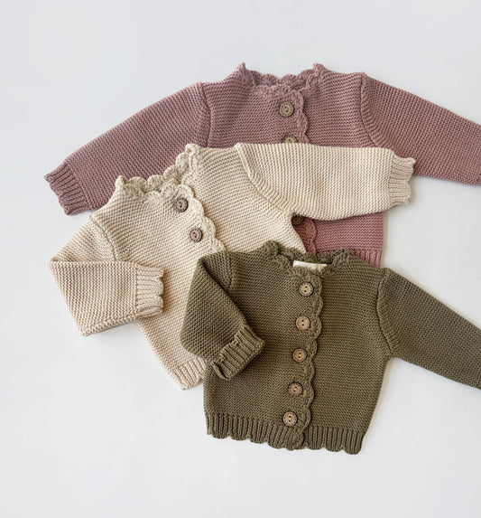 🤍 Sophia Cotton Knit Baby Cardigan