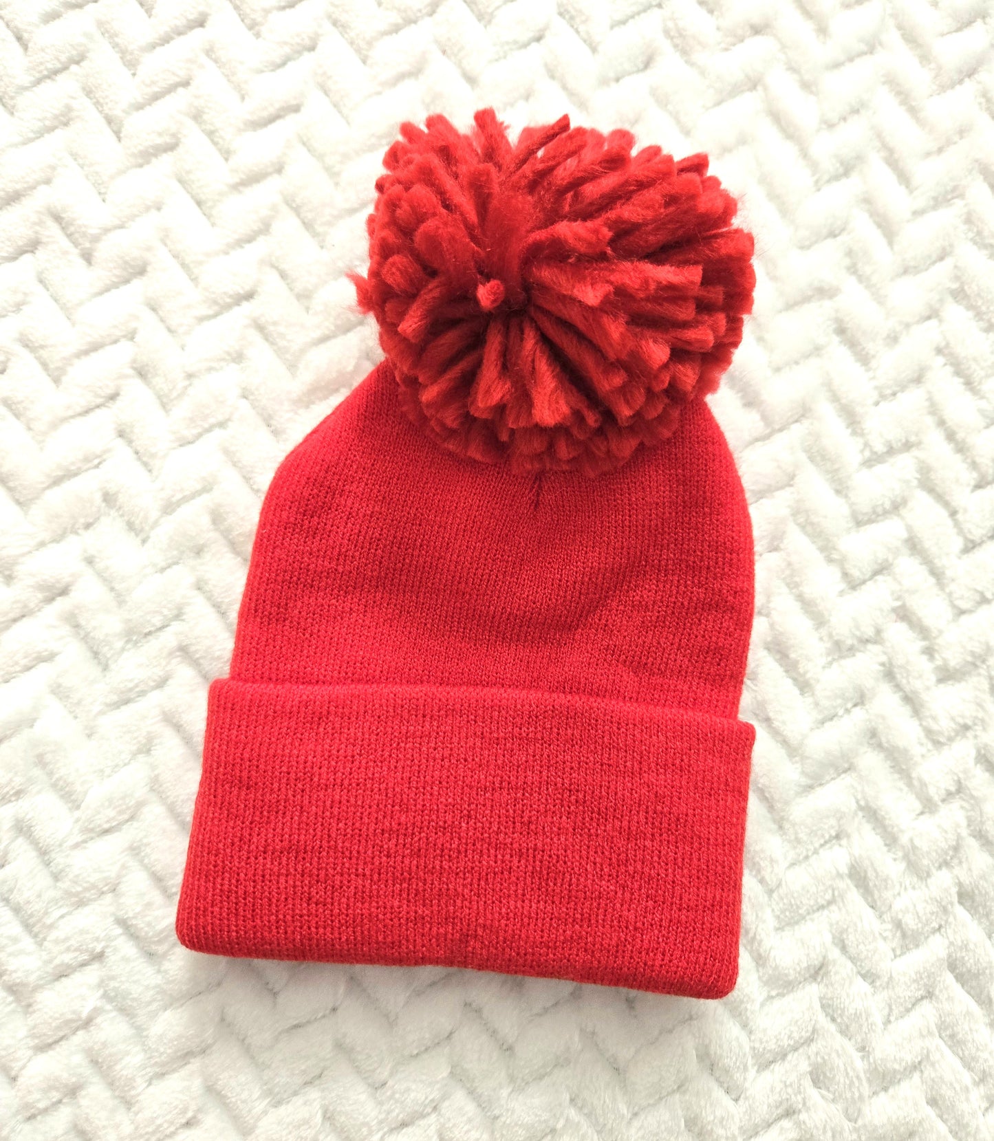 💖 Baby's First Hat, Red Pom 💖
