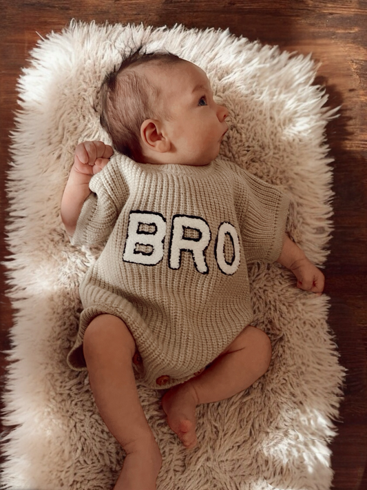 💙 Bro Knit Sweater Romper, Cocoa | 100% Sheep Wool