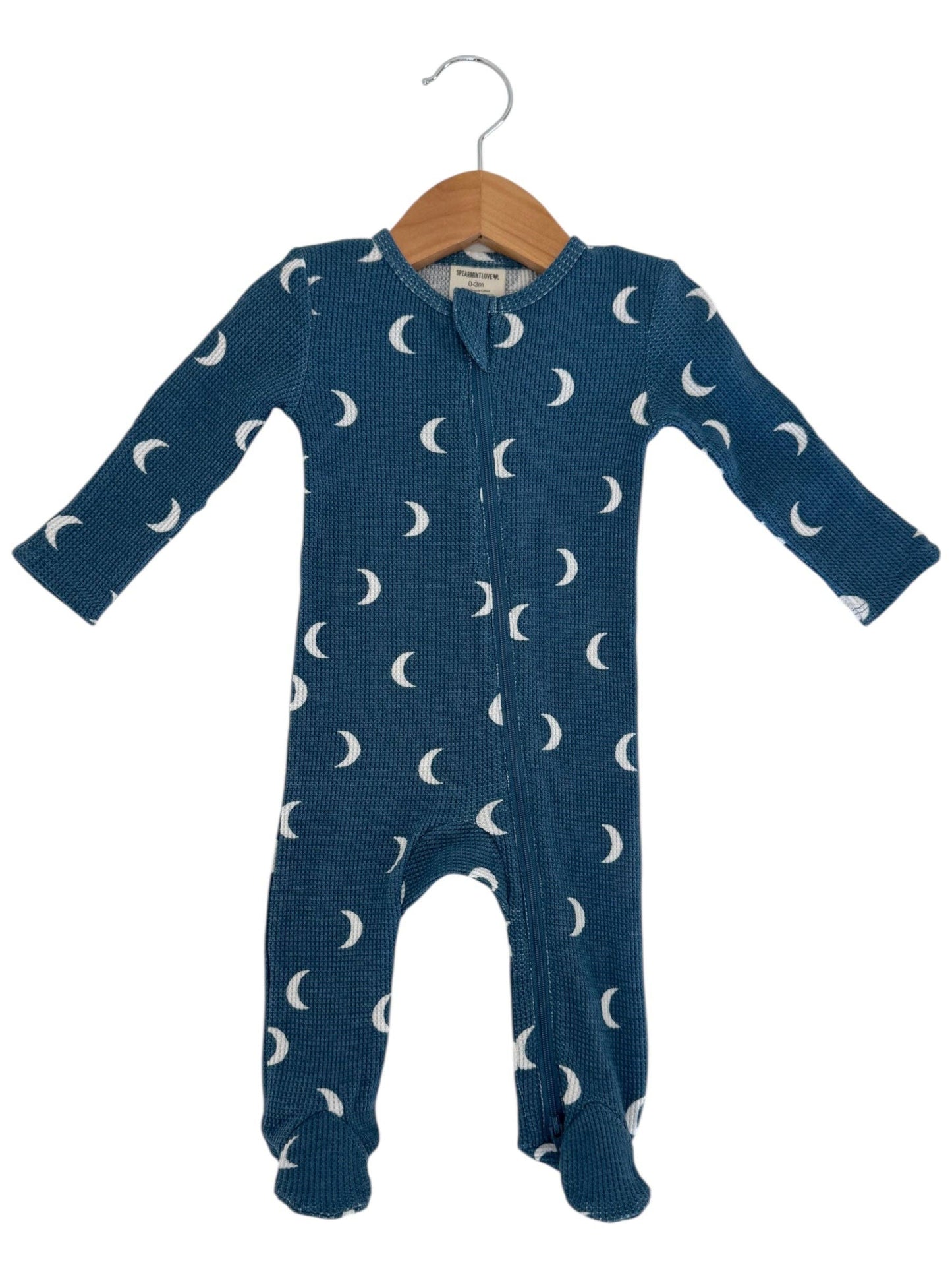 🌙 ORGANIC WAFFLE 2-WAY ZIP FOOTIE, MIDNIGHT MOON